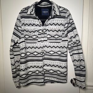 VSTR Men's Small Black and Gray Patterned Jacket Southwestern Fleece